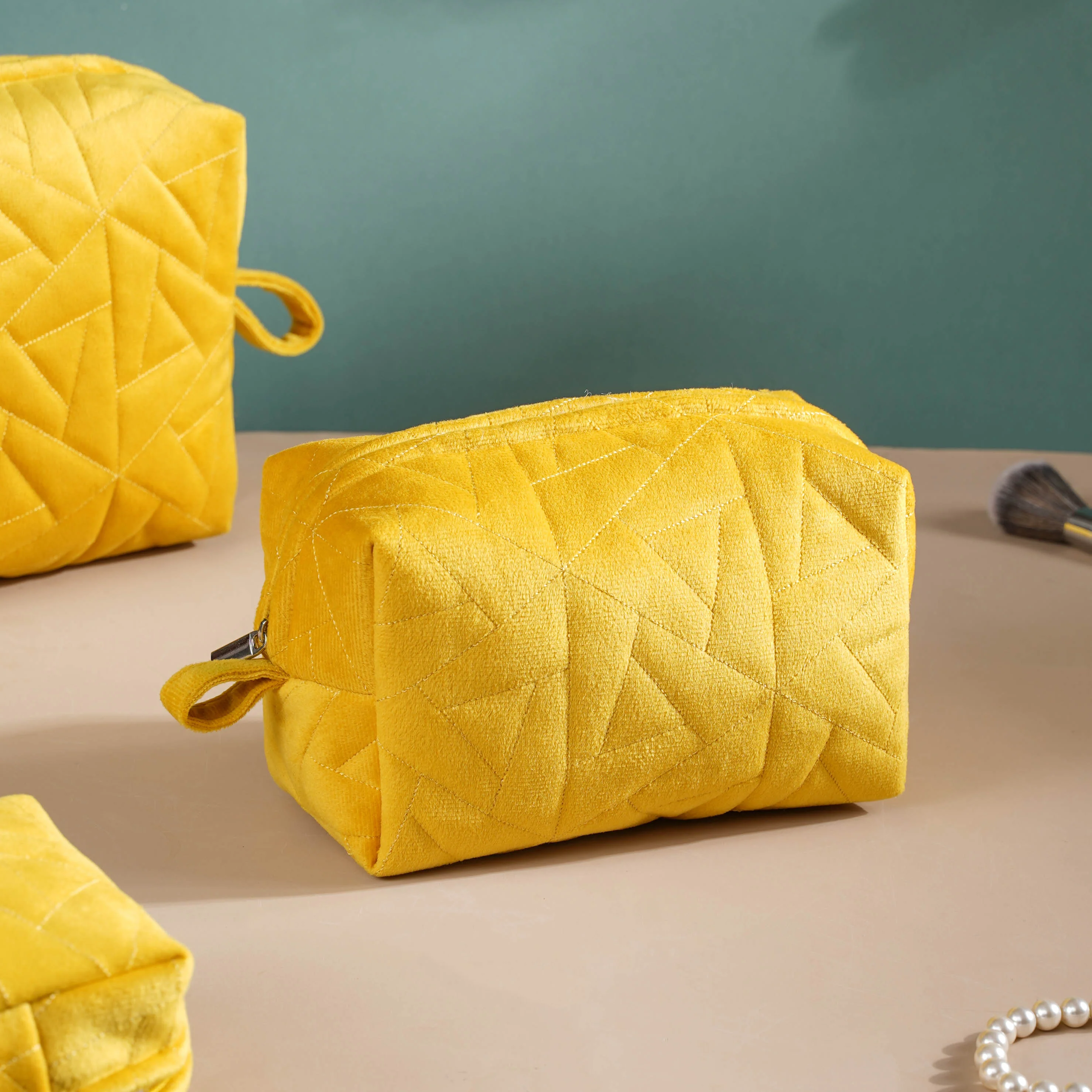 Sunshine Yellow Cosmetic Bag Set Of 3 - Image 9