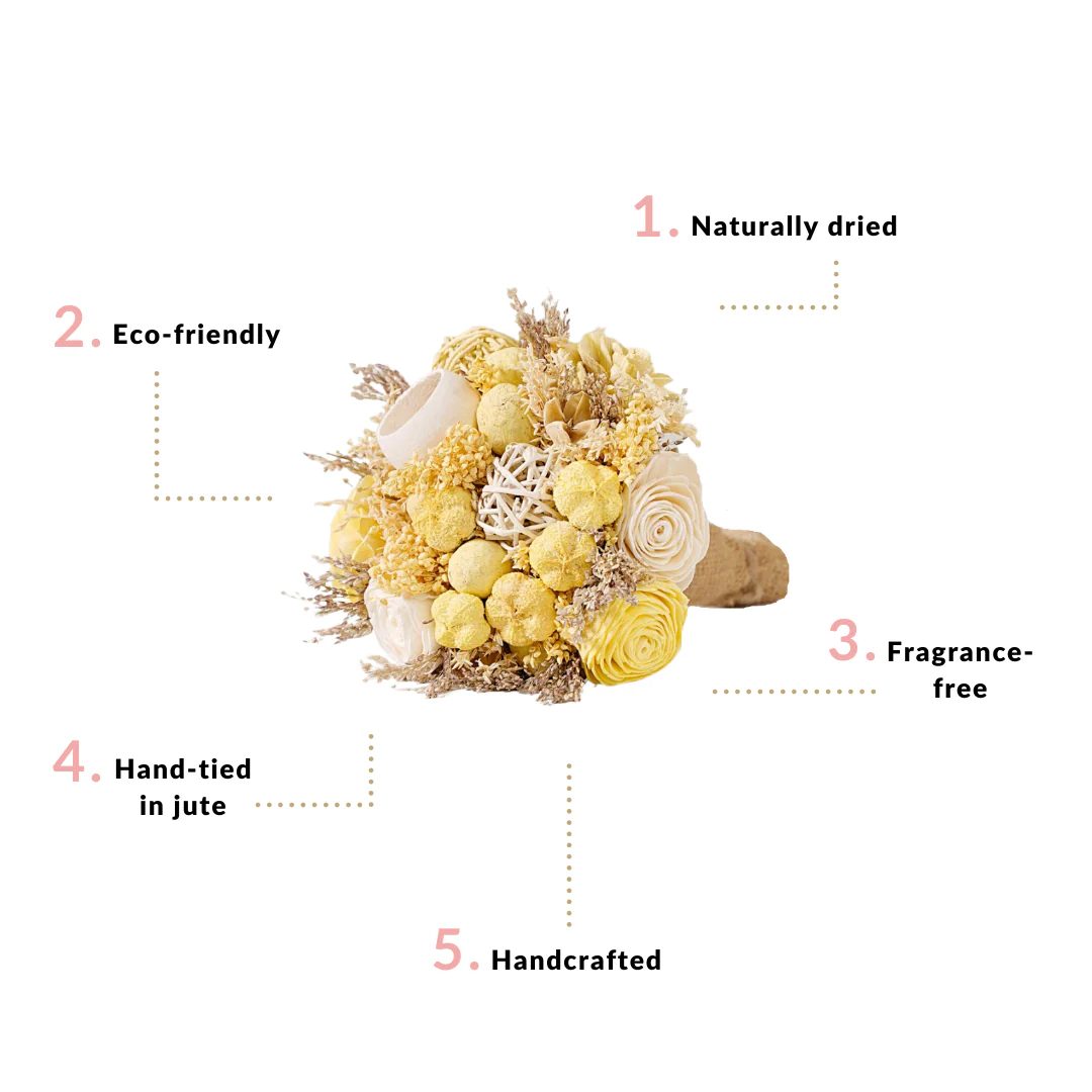 Sustainable Dried Flower Bouquet Yellow - Image 8