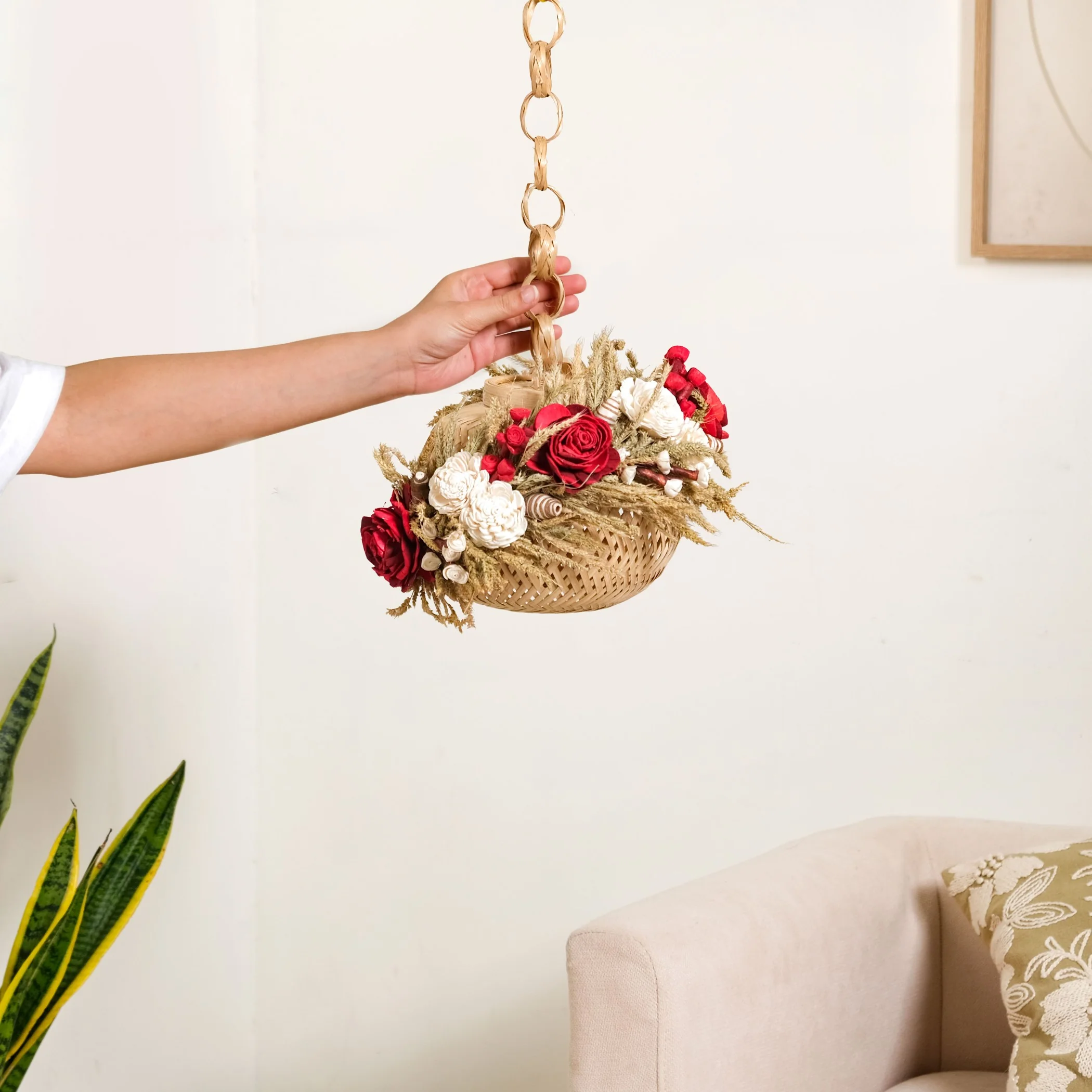 Sustainable Floral Lantern Red - Image 4