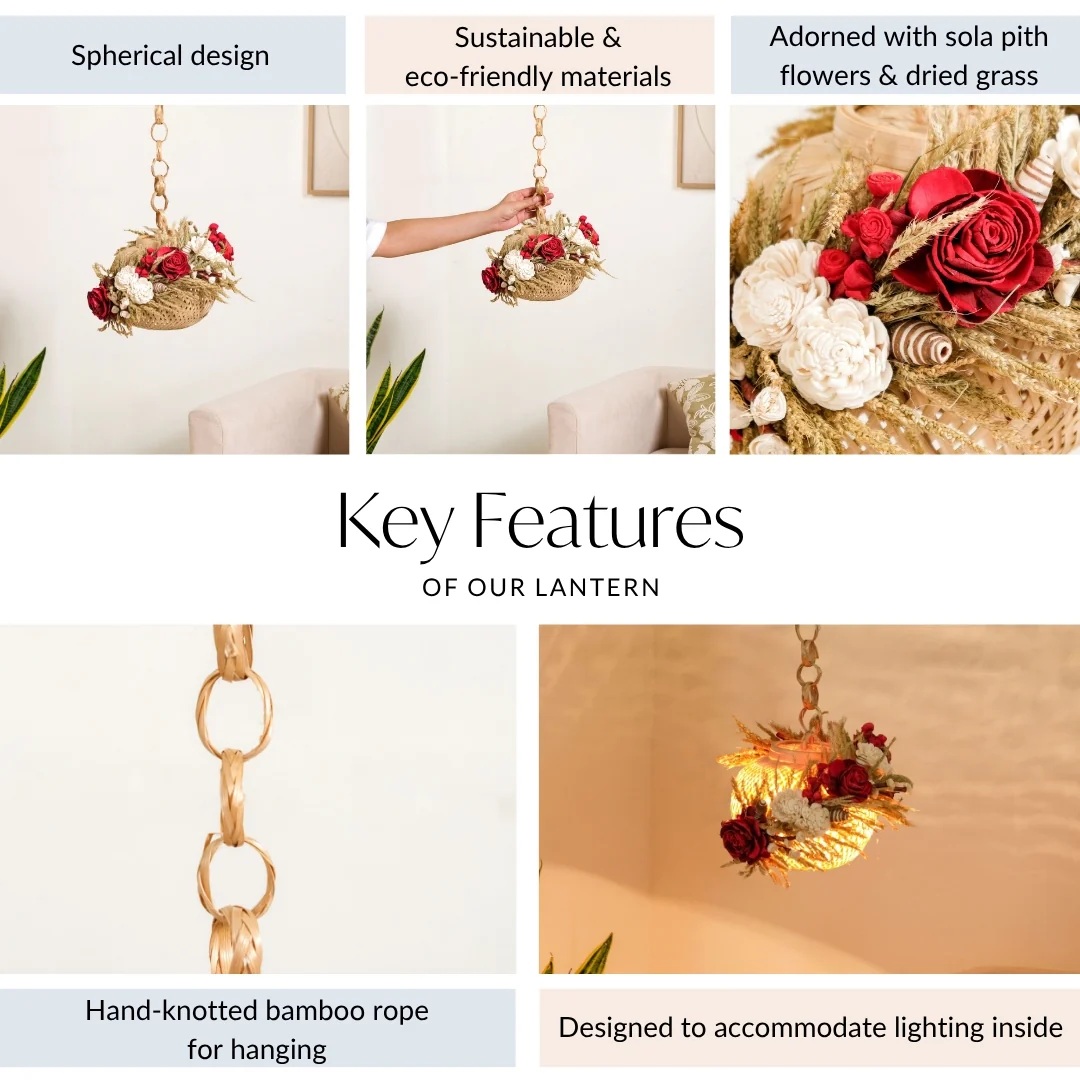 Sustainable Floral Lantern Red - Image 6