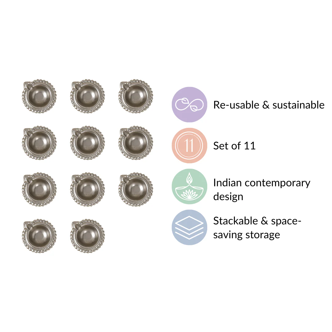 Sustainable Metal Tea Light Holder Silver Set Of 11 - Image 4