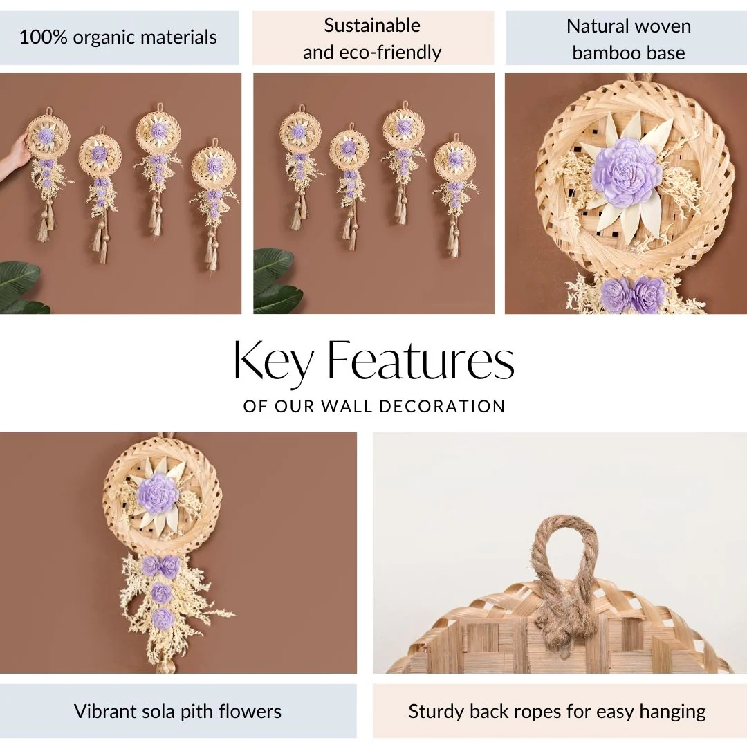 Sustainable Purple Sola Rose Wall Decor Set Of 4 - Image 4
