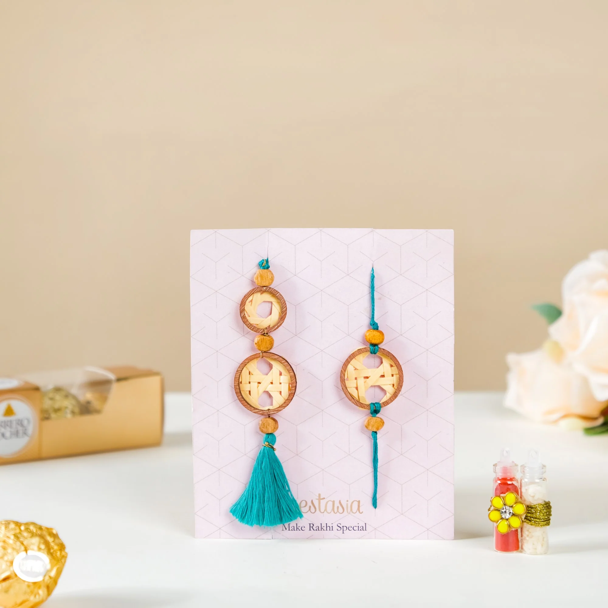 Sustainable Rakhi Gift Set For Bhai & Bhabhi Set Of 3 - Image 2