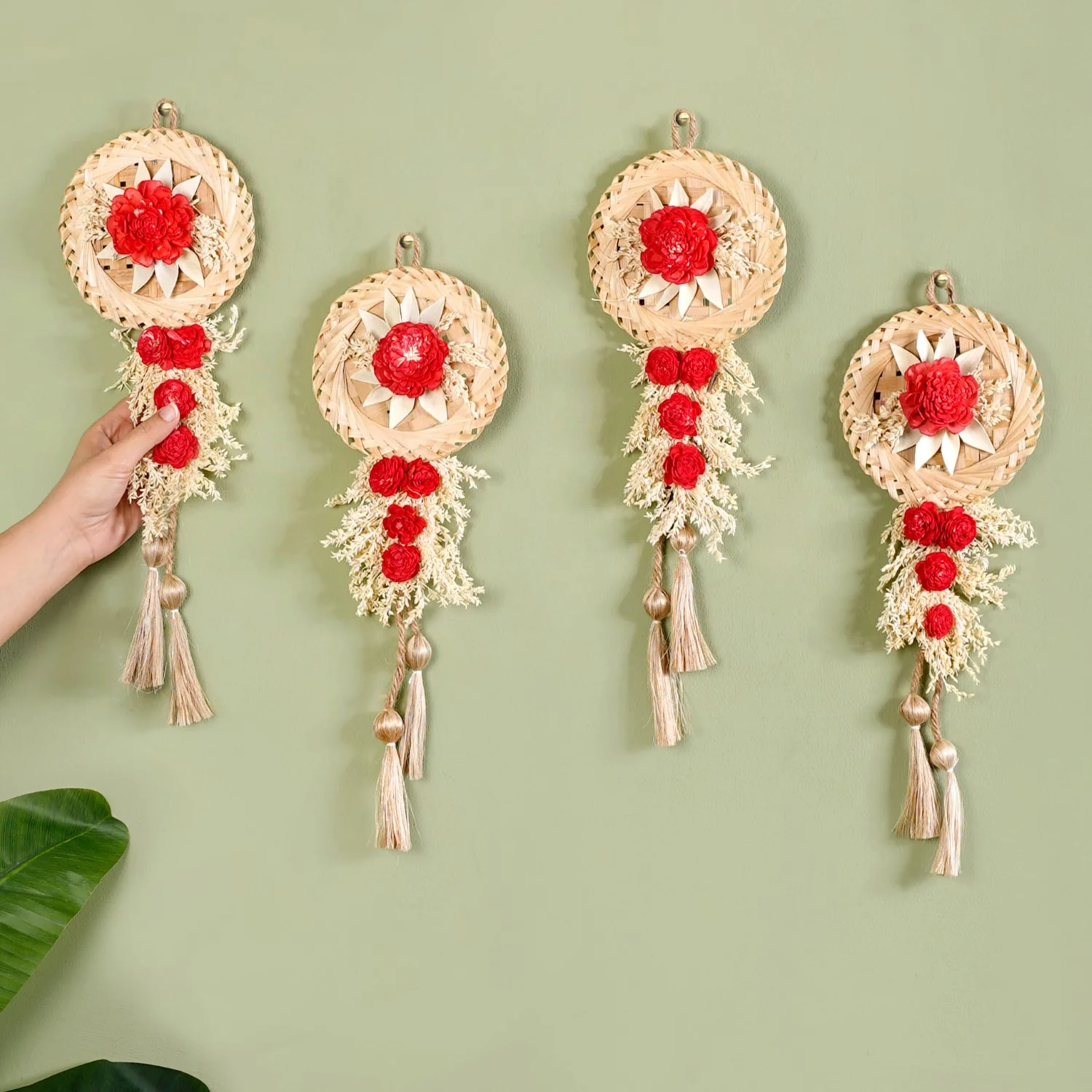 Sustainable Red Sola Bloom Wall Decor Set Of 4 - Image 2