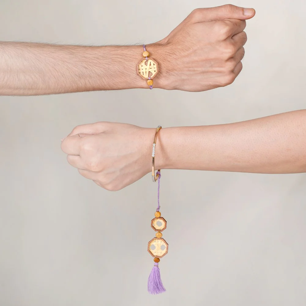 Sustainable Serenity Bhaiya & Bhabhi Rakhi Hamper Set Of 4 - Image 3