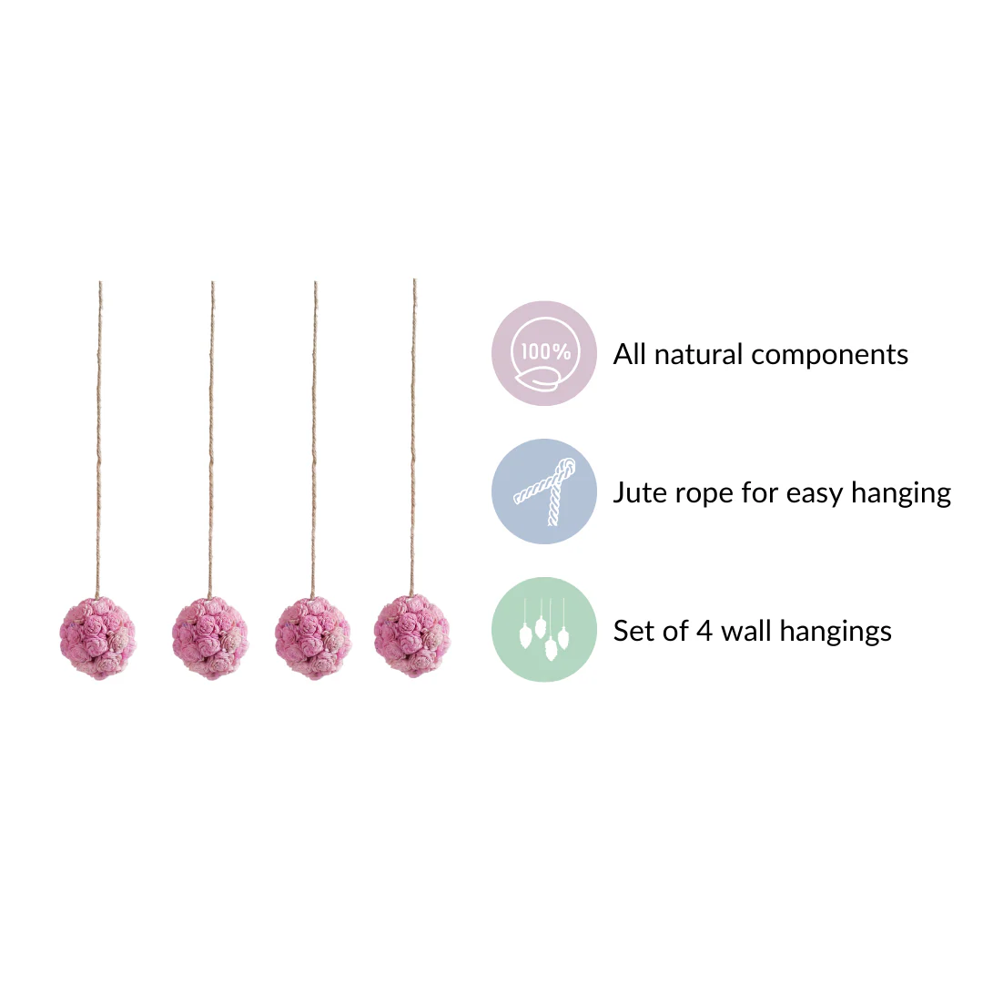 Sustainable Sola Flower Wall Hanging Decor Set of 4 Pink - Image 6