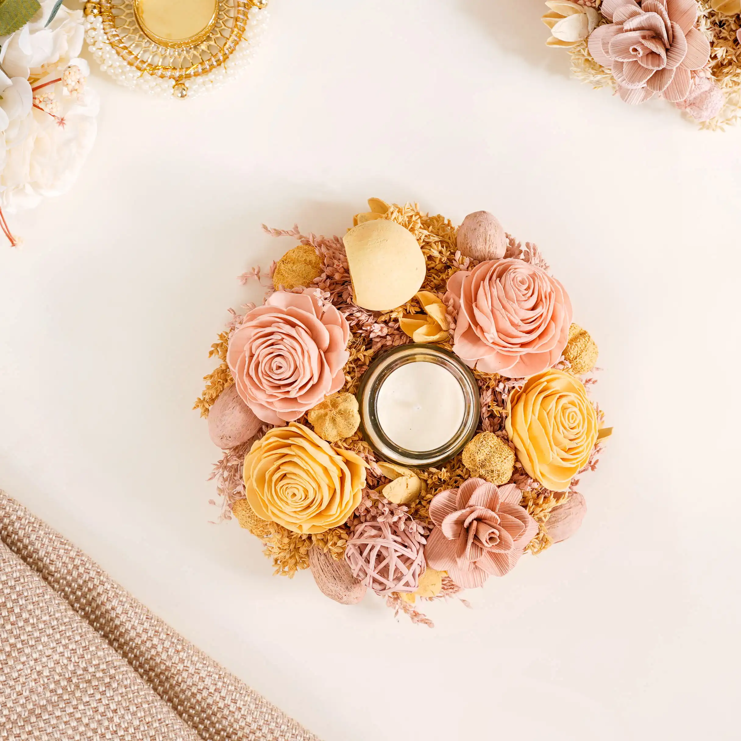 Sustainable Sola Flower Wreath For Wall Decor Yellow - Image 3