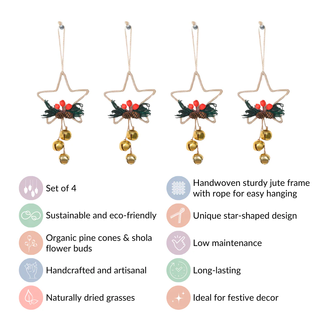 Sustainable Star Shaped Christmas Ornaments Set of 4 - Image 5