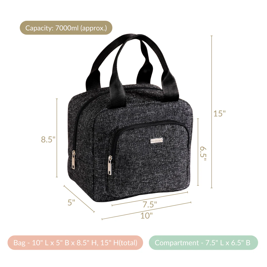 Sustainable Thermal Insulated Jute Lunch Bag Black - Image 5