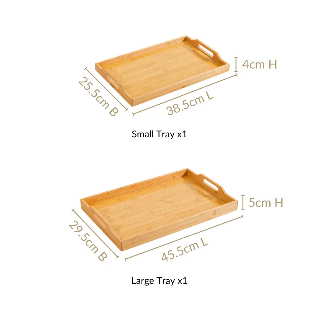 Sustainable Wooden Serving Tray Set Of 2 - Image 4