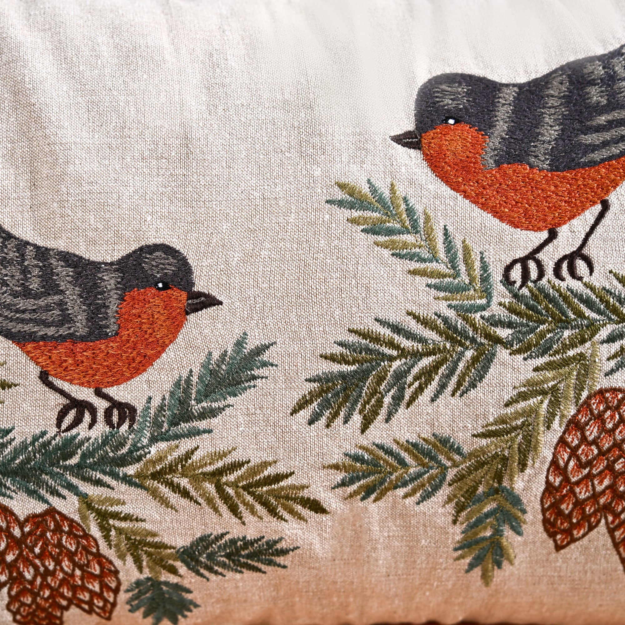 Swallows Perched On Pine Branches Cushion Cover 50x30cm - Image 3