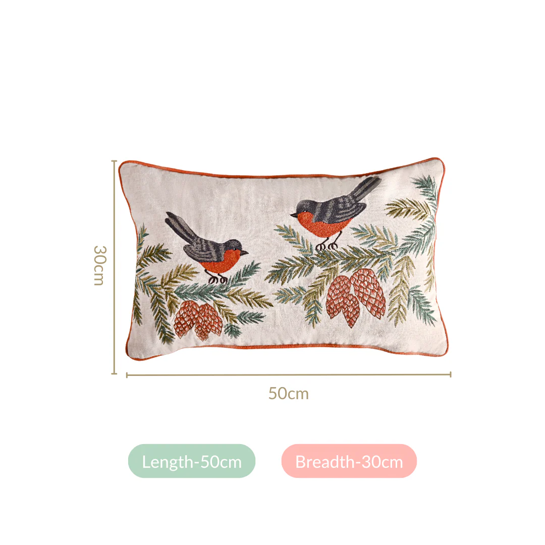 Swallows Perched On Pine Branches Cushion Cover 50x30cm - Image 4