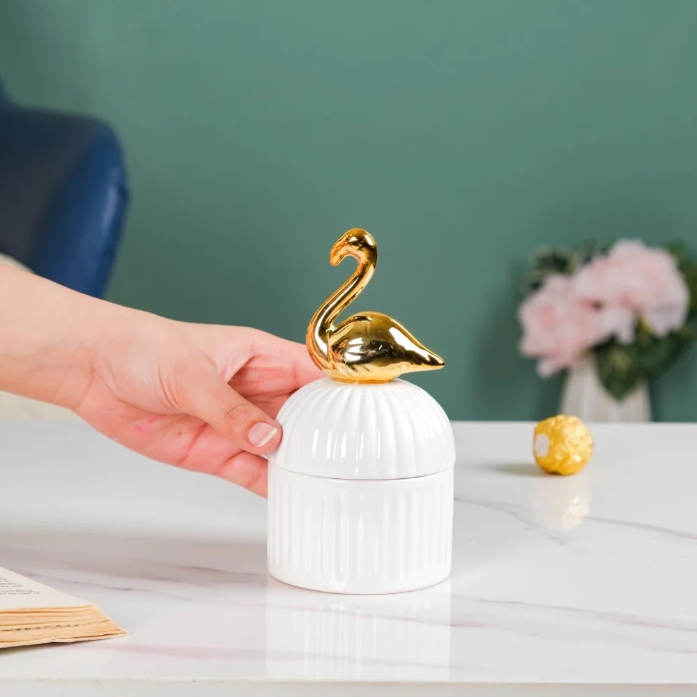 Swan Ceramic Canister White - Image 2
