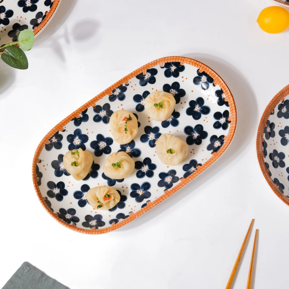 Sylvan Floral Patterned Ceramic Long Plate 11.5 Inch - Image 5