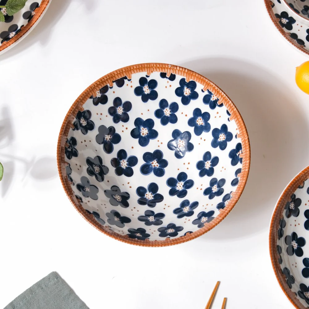 Sylvan Floral Patterned Ceramic Ramen Bowl 8 Inch 750 ml - Image 2
