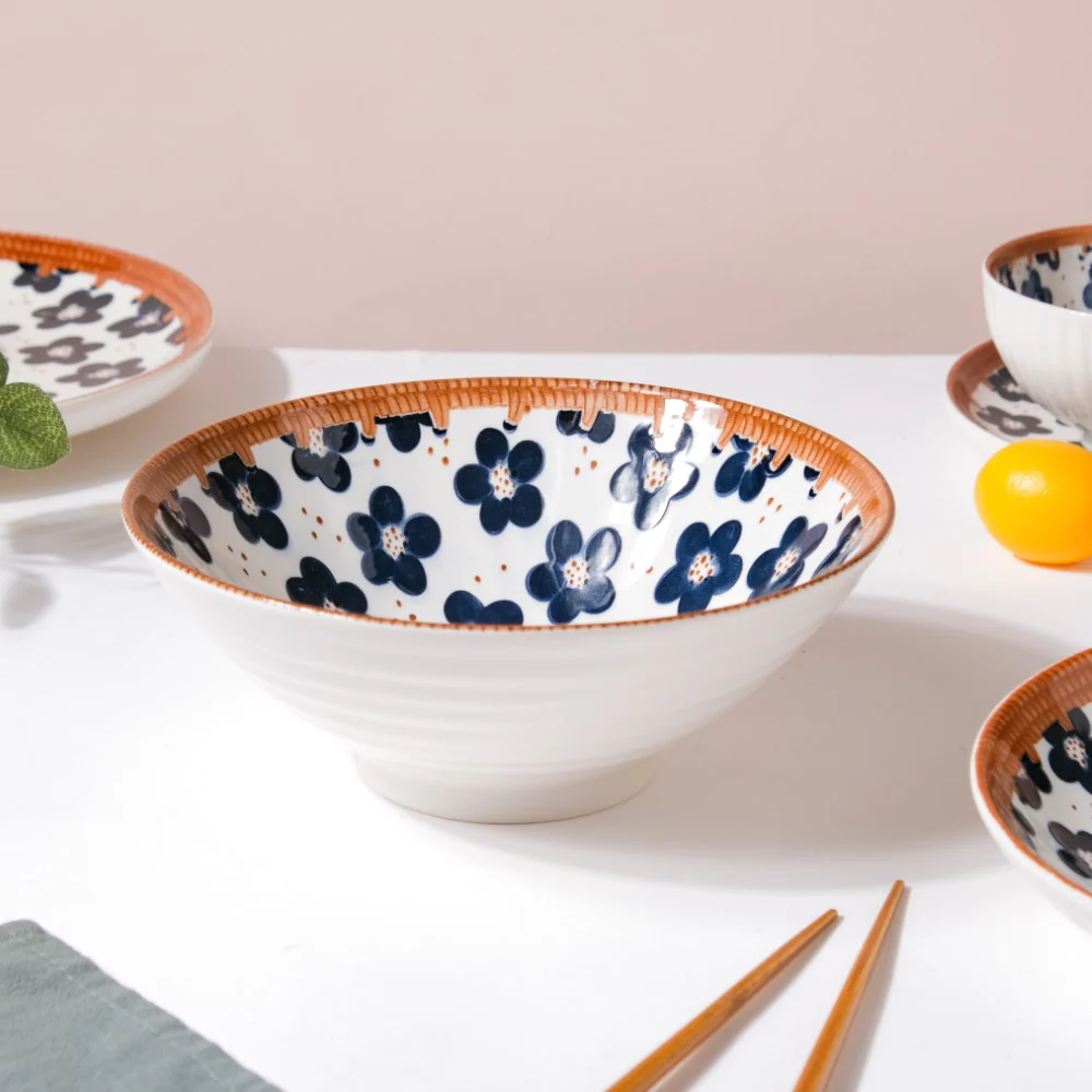 Sylvan Floral Patterned Ceramic Ramen Bowl 8 Inch 750 ml - Image 4