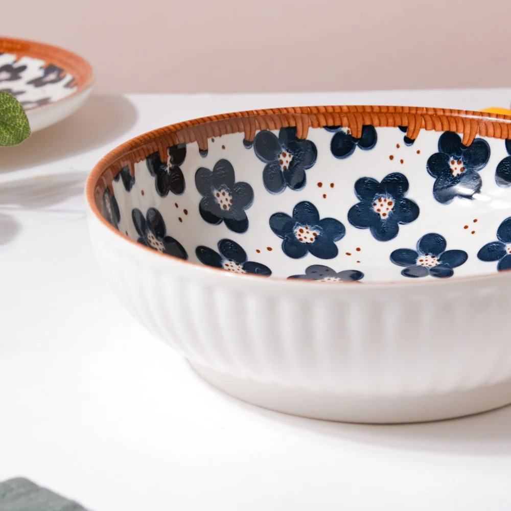 Sylvan Floral Patterned Ceramic Serving Bowl 9 Inch 1 L - Image 6