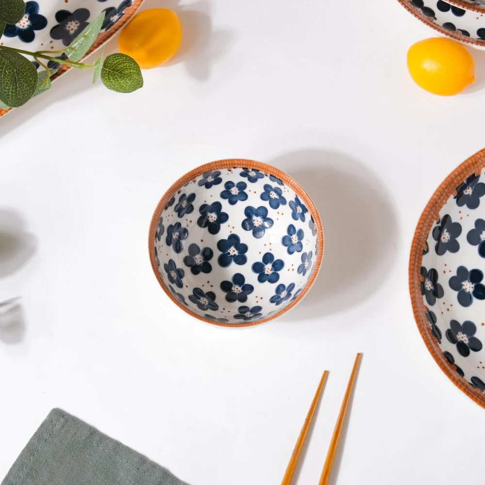 Sylvan Floral Patterned Ceramic Snack Bowl 4.5 Inch 250 ml - Image 3