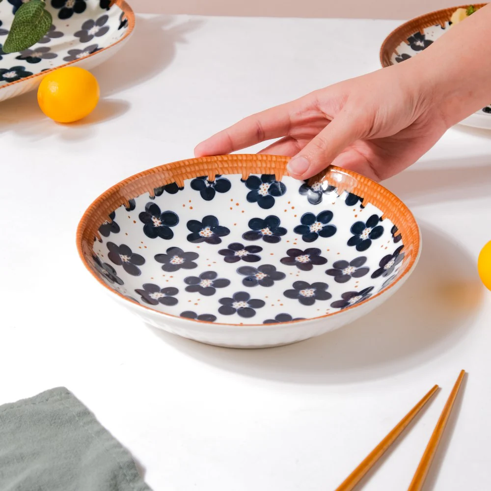 Sylvan Floral Patterned Ceramic Snack Dish 8 Inch - Image 2