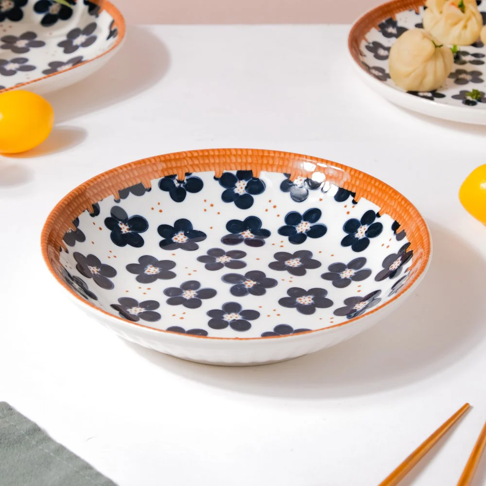 Sylvan Floral Patterned Ceramic Snack Dish 8 Inch - Image 6