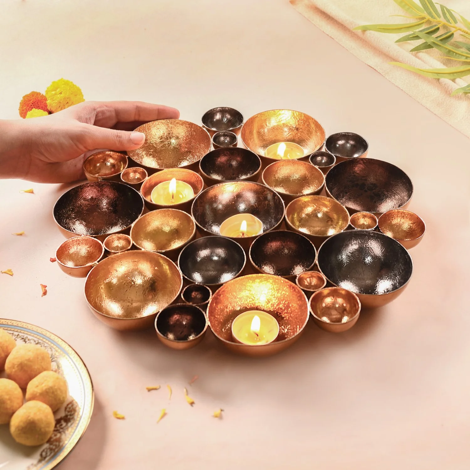 Table Top Decorative Tea Light Holder Gold - Image 2
