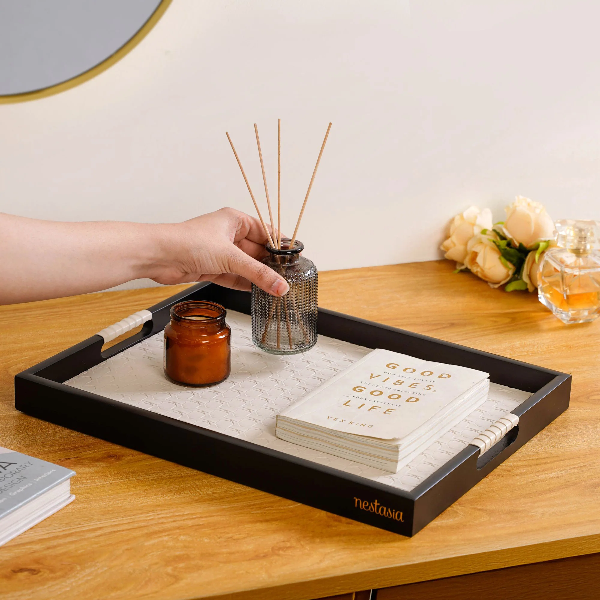 Table Top Luxury Tray Organiser Large Beige - Image 4