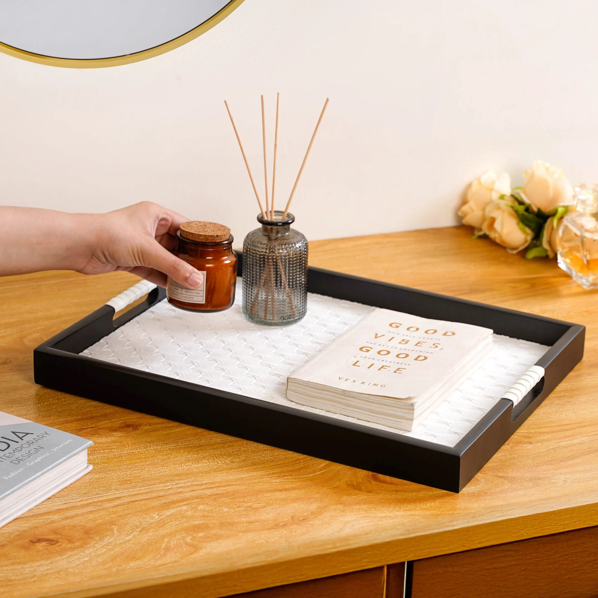 Table Top Luxury Tray Organiser Large White - Image 3