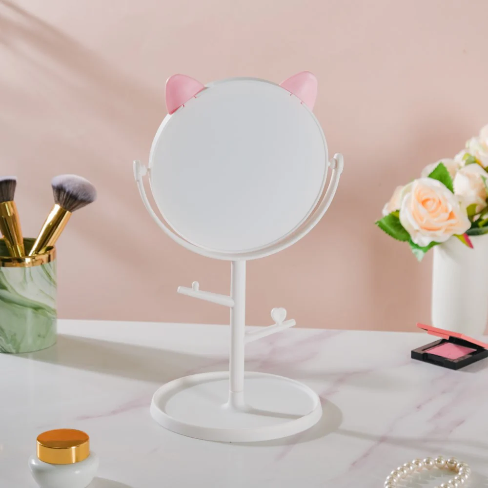Tabletop Vanity Cat Mirror With Organizer White - Image 3