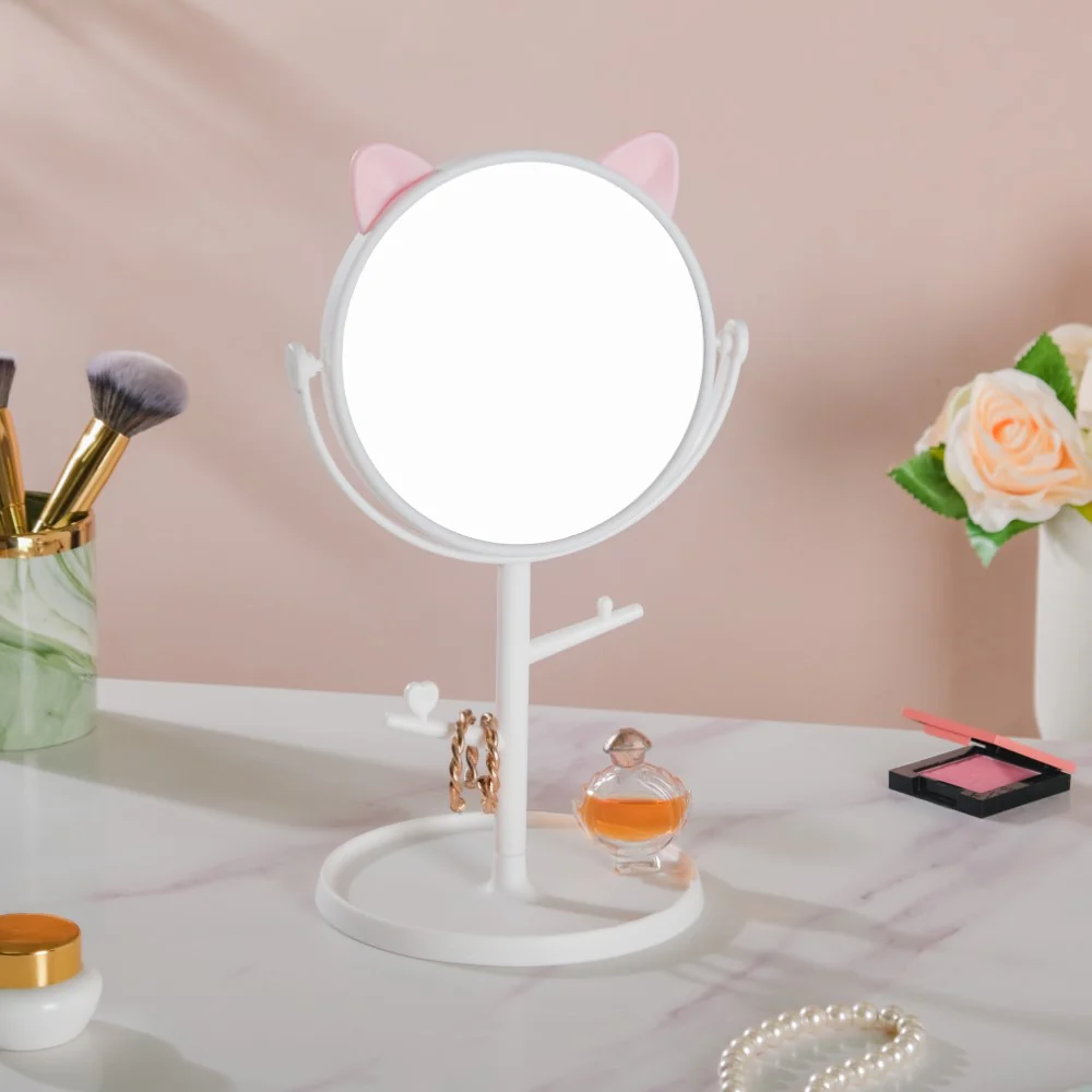 Tabletop Vanity Cat Mirror With Organizer White - Image 8