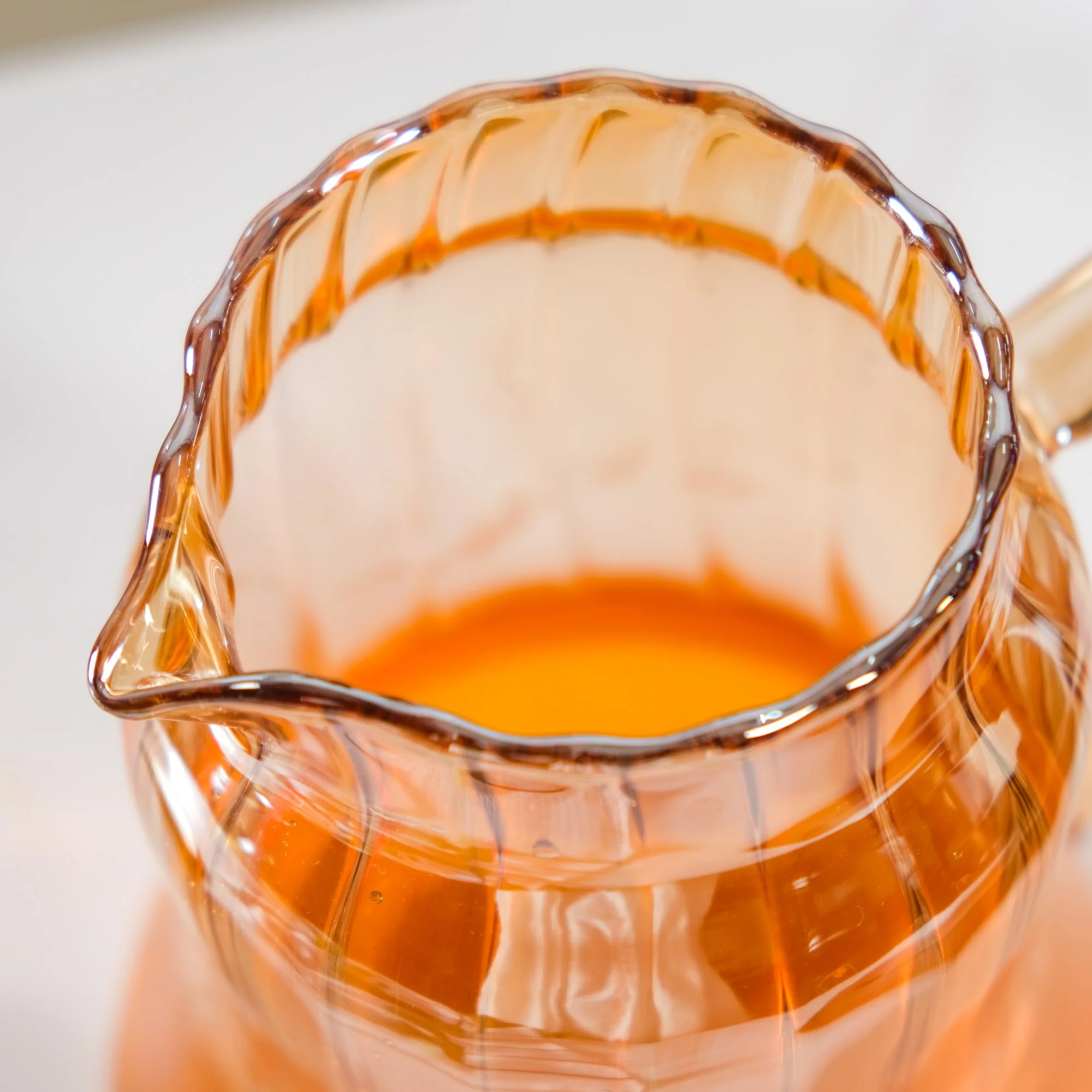 Tall Amber Fluted Borosilicate Glass Jug 1950ml - Image 6