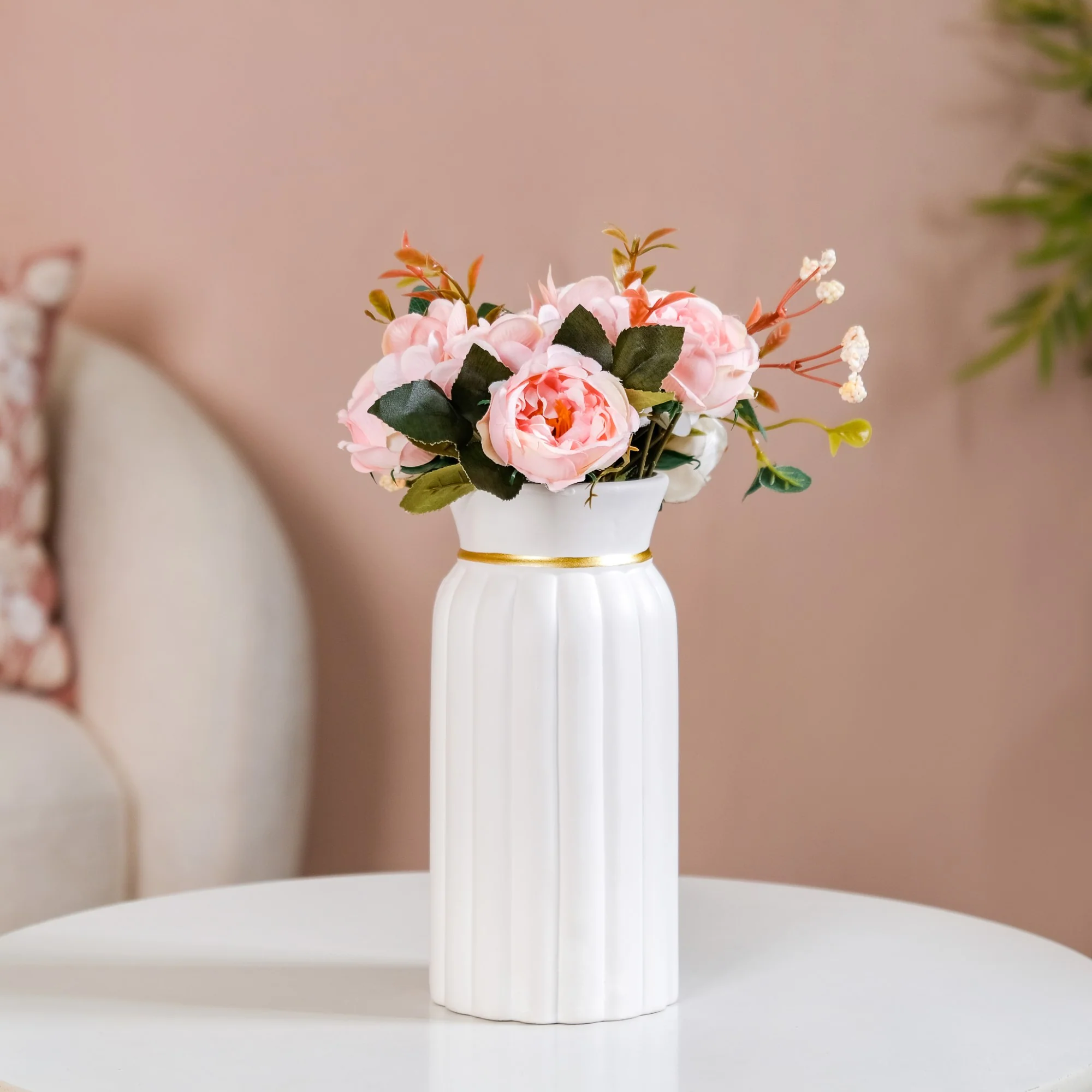 Tall Classic Ceramic Vase Set Of 2 White - Image 9