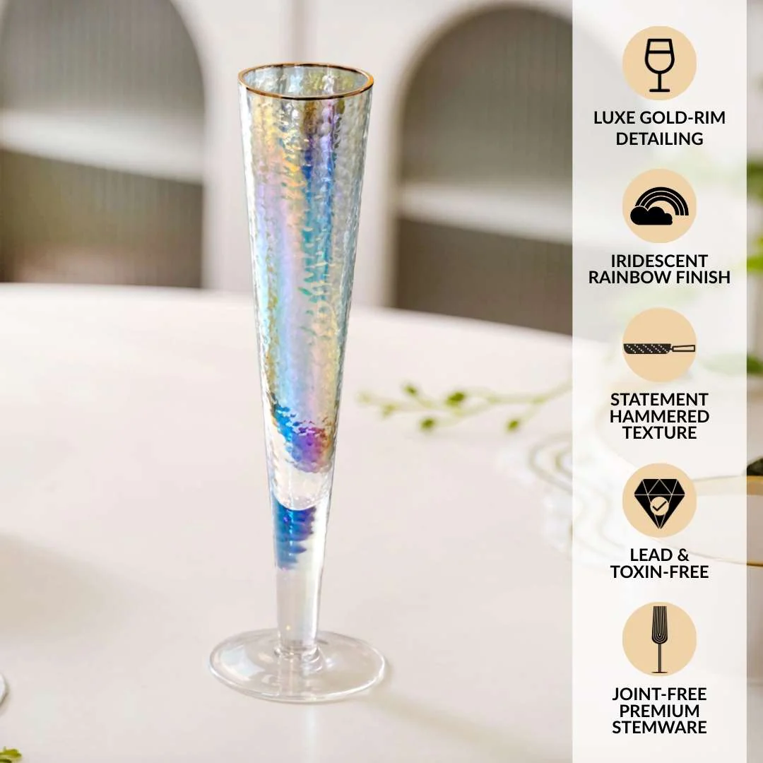 Tall Iridescent Champagne Glass Set Of 2 180ml - Image 2