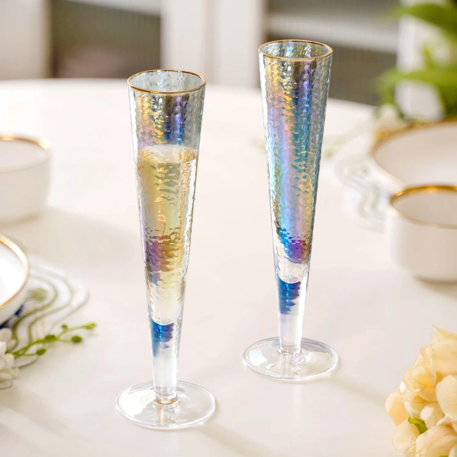 Tall Iridescent Champagne Glass Set Of 2 180ml - Image 6