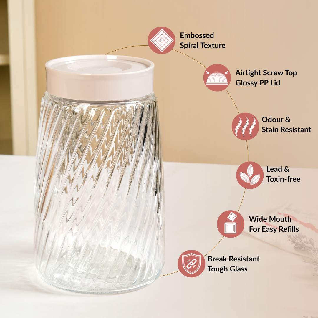 Tall Swirl Jar With Lid Set Of 4 1700ml - Image 2