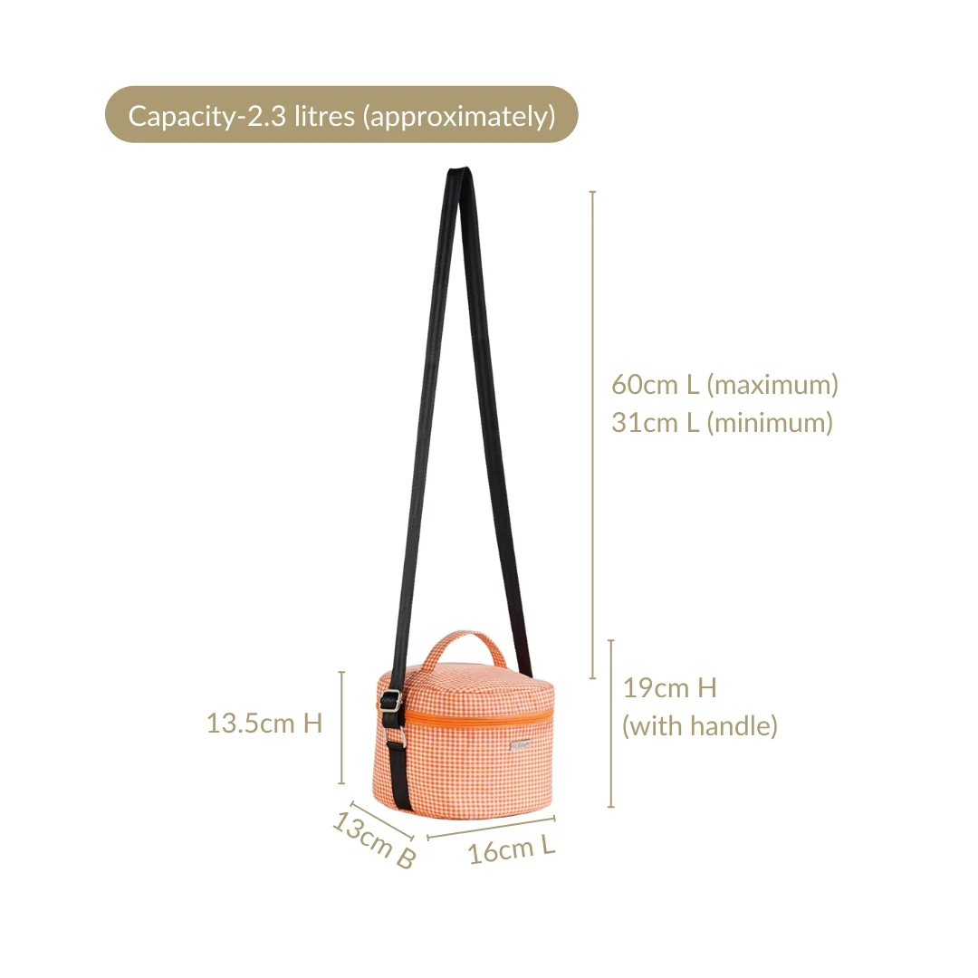 Tangerine Checked Lunch Bag With Insulation - Image 4
