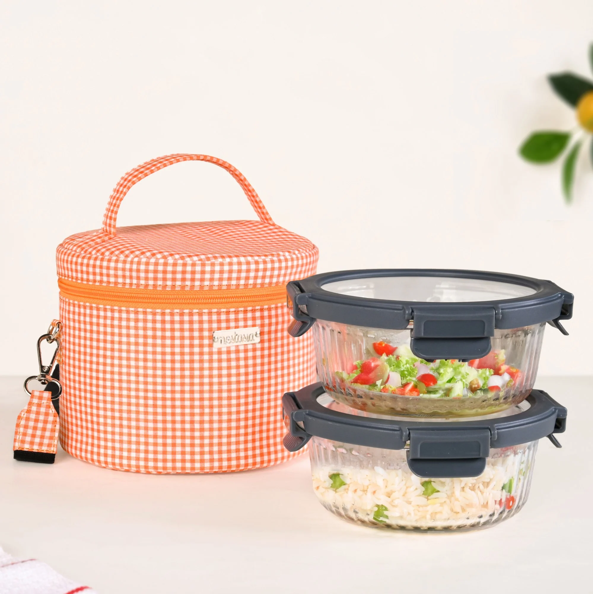 Tangerine Gingham Insulated Lunch Bag - Image 10
