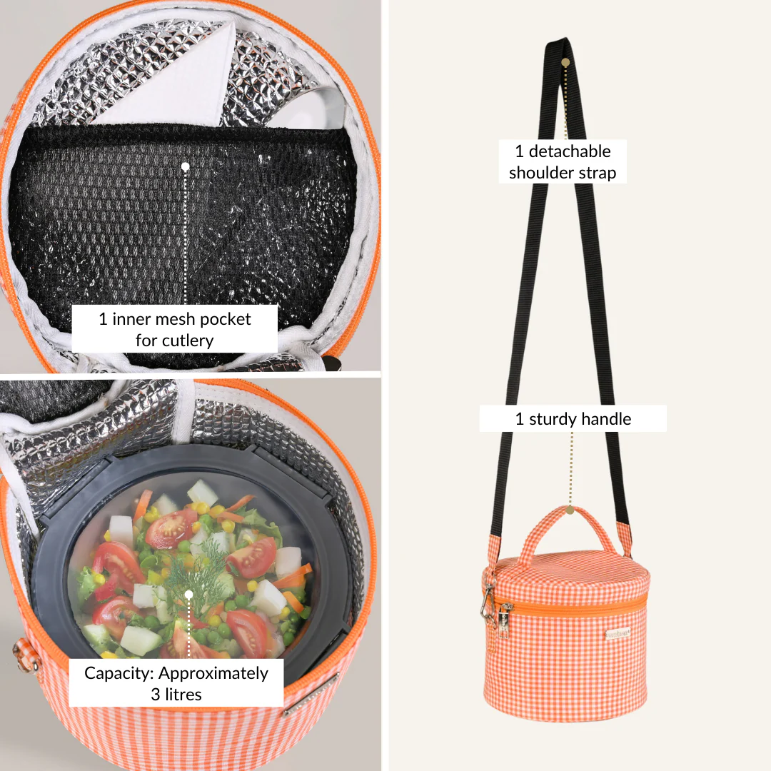 Tangerine Gingham Insulated Lunch Bag - Image 5