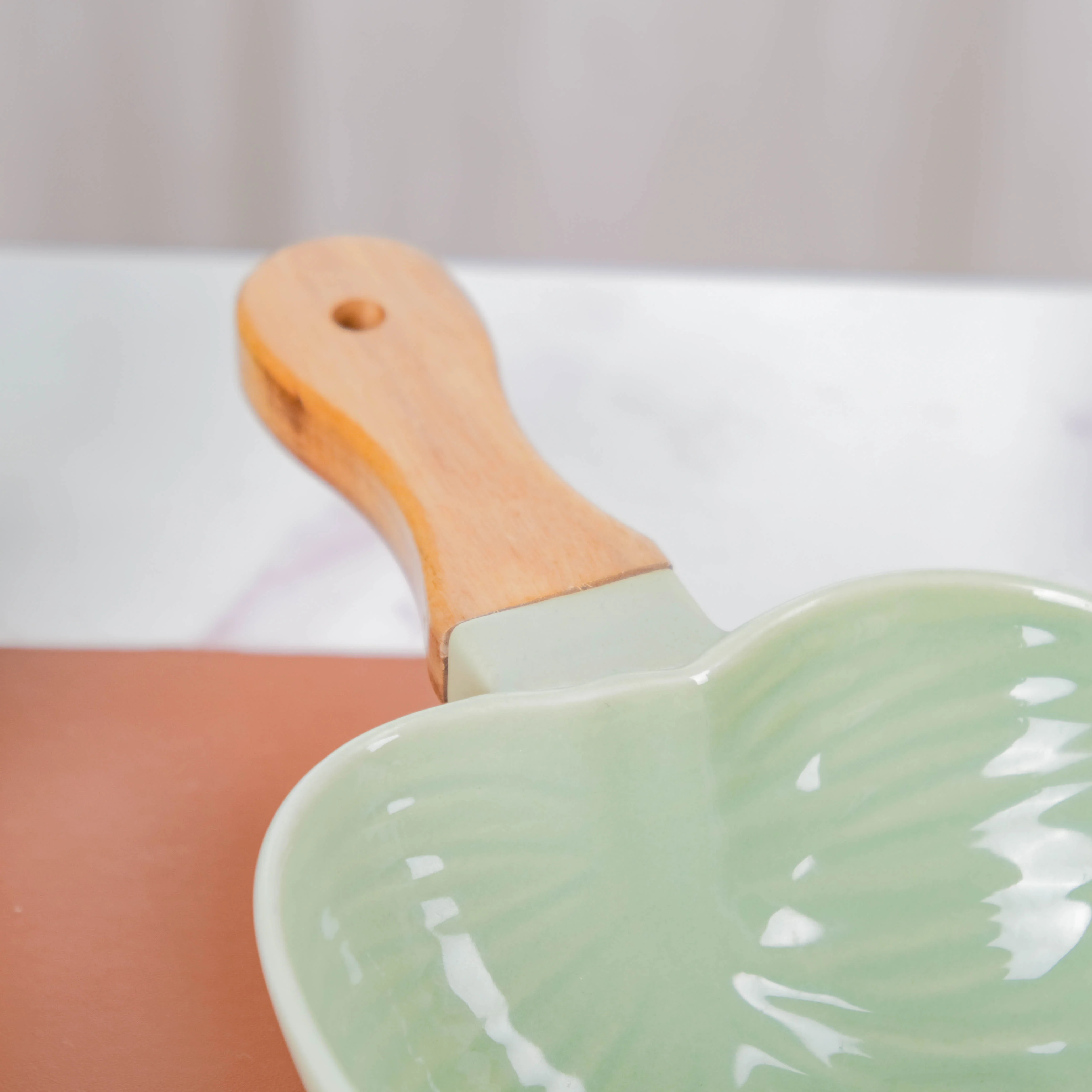 Taro Leaf Bowl With Wooden Handle Small - Image 6