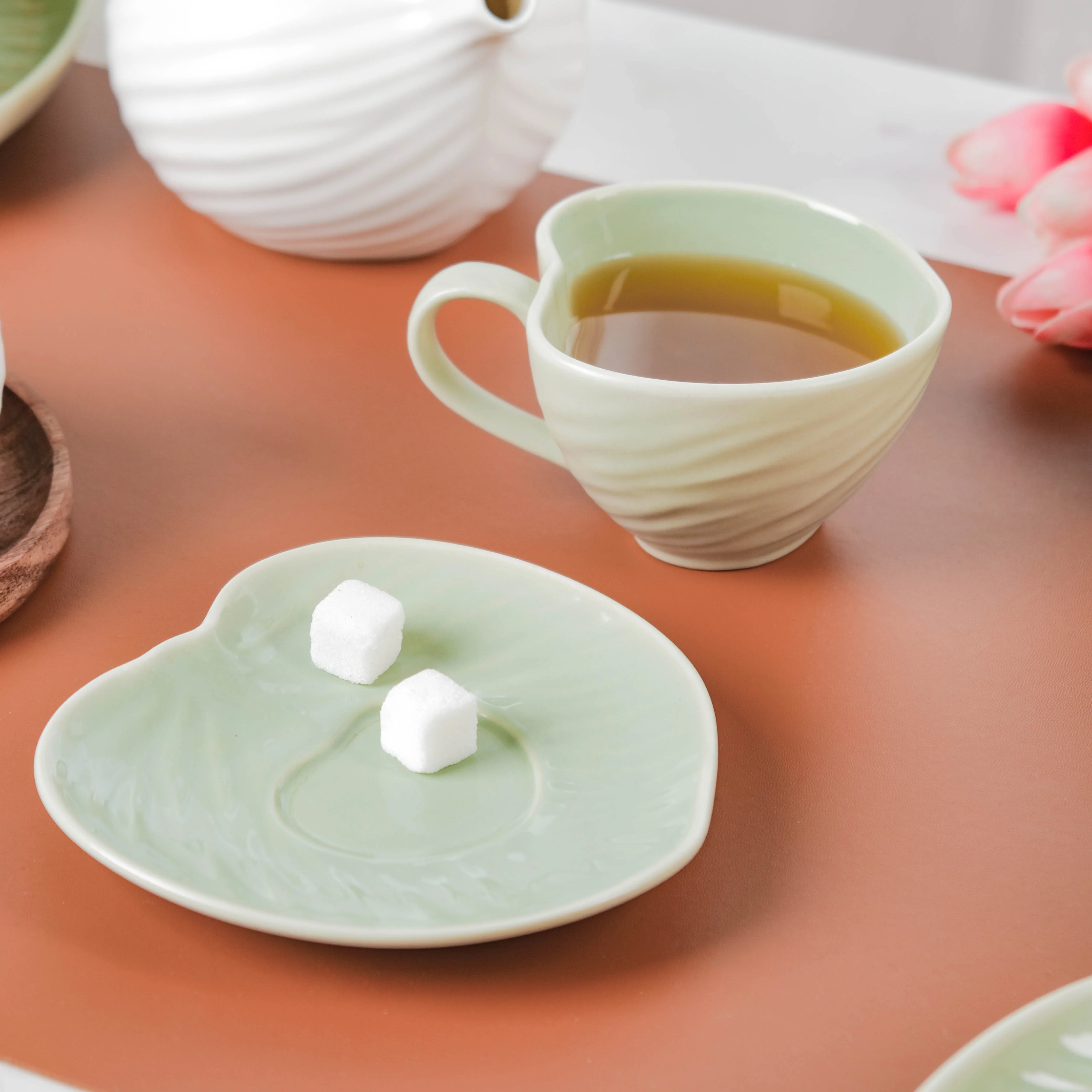Taro Leaf Green Cup and Saucer - Image 5