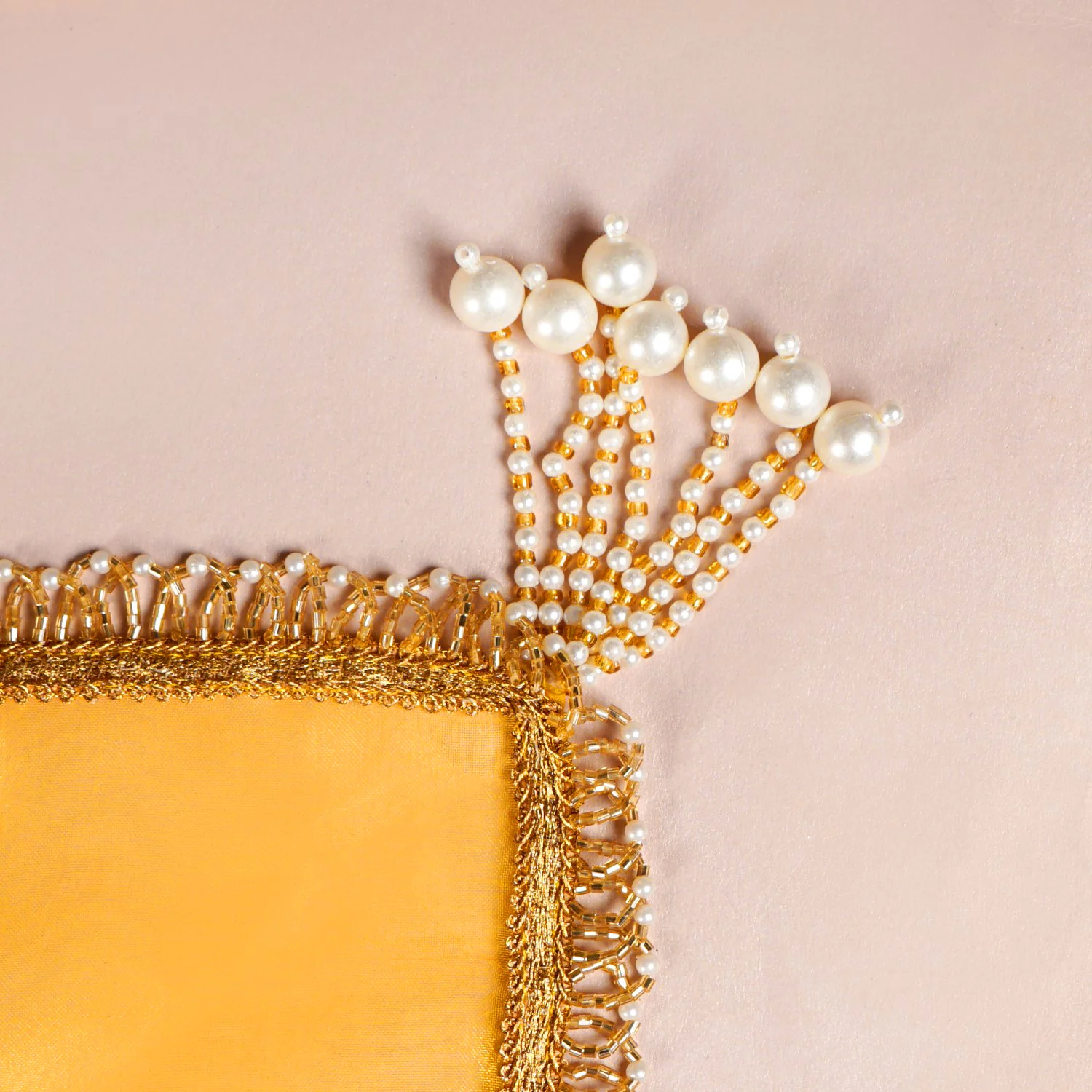 Tasselled Organza Thali Cover Yellow Set Of 2 - Image 7