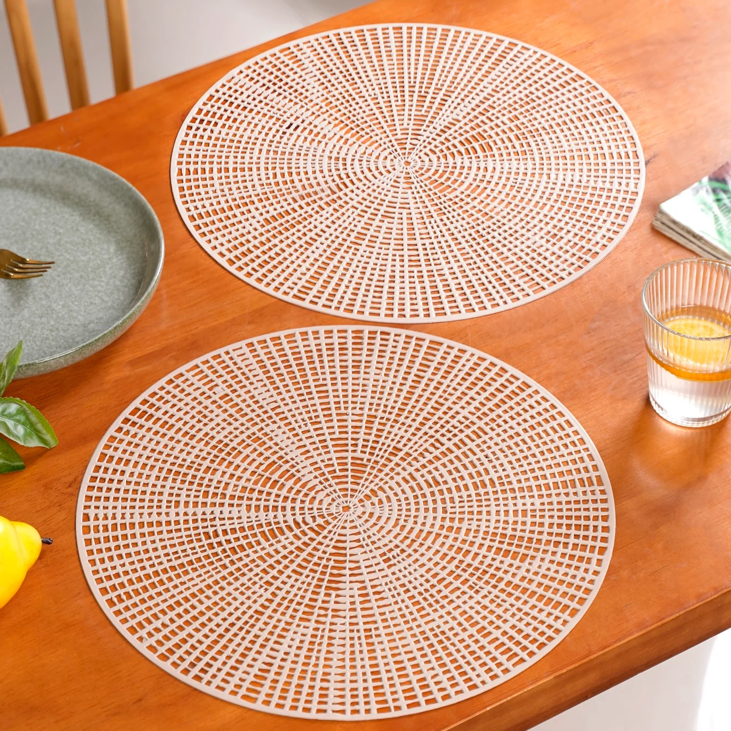 Taupe Webbed Table Mat Set Of 6 - Image 7
