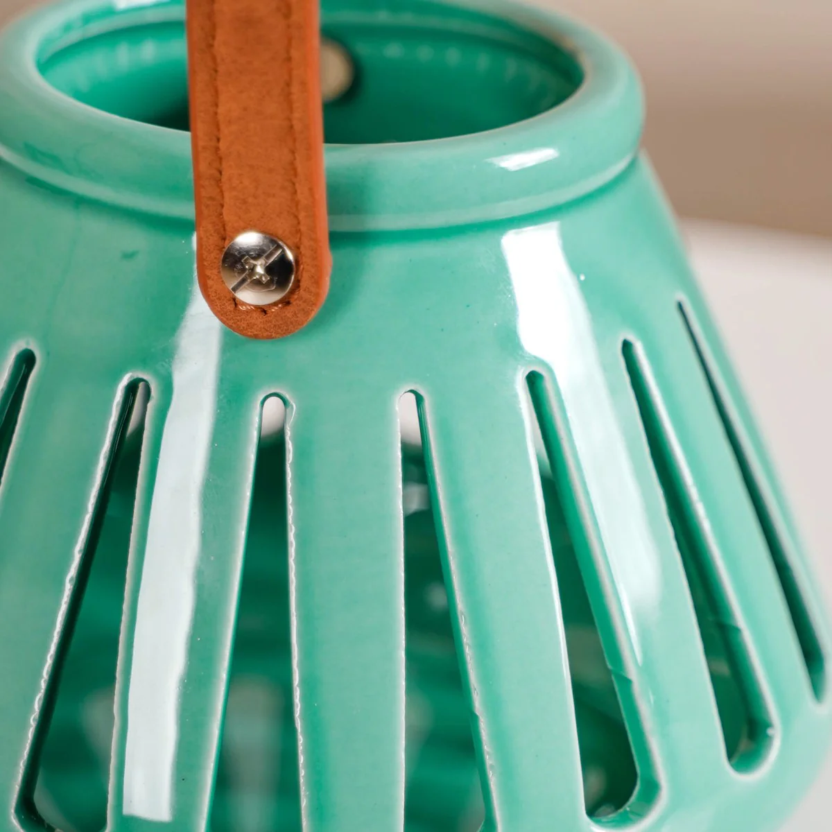 Teal Decorative Ceramic Lantern Set of 2 - Image 13
