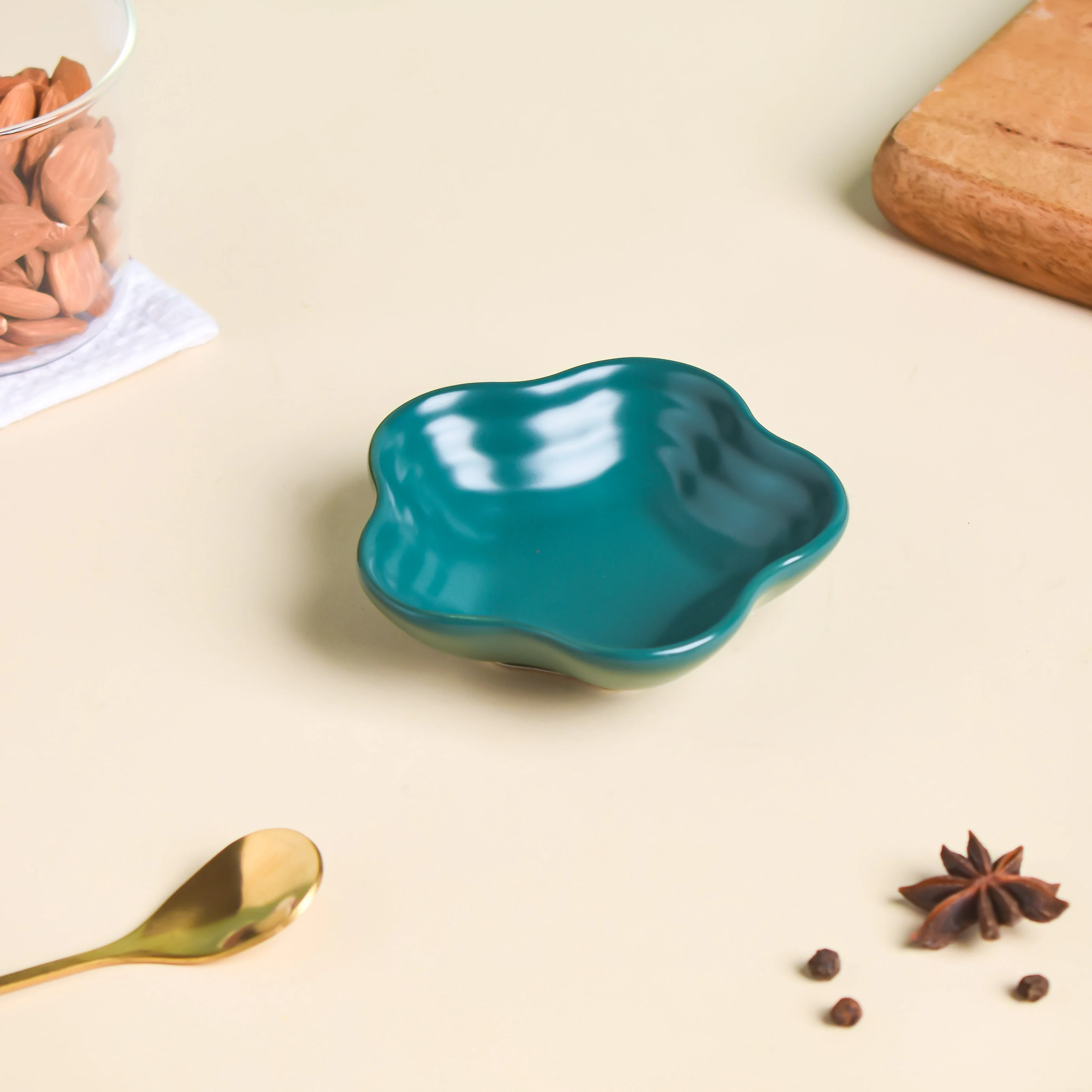 Teal Tantrum Floral Dip Bowl