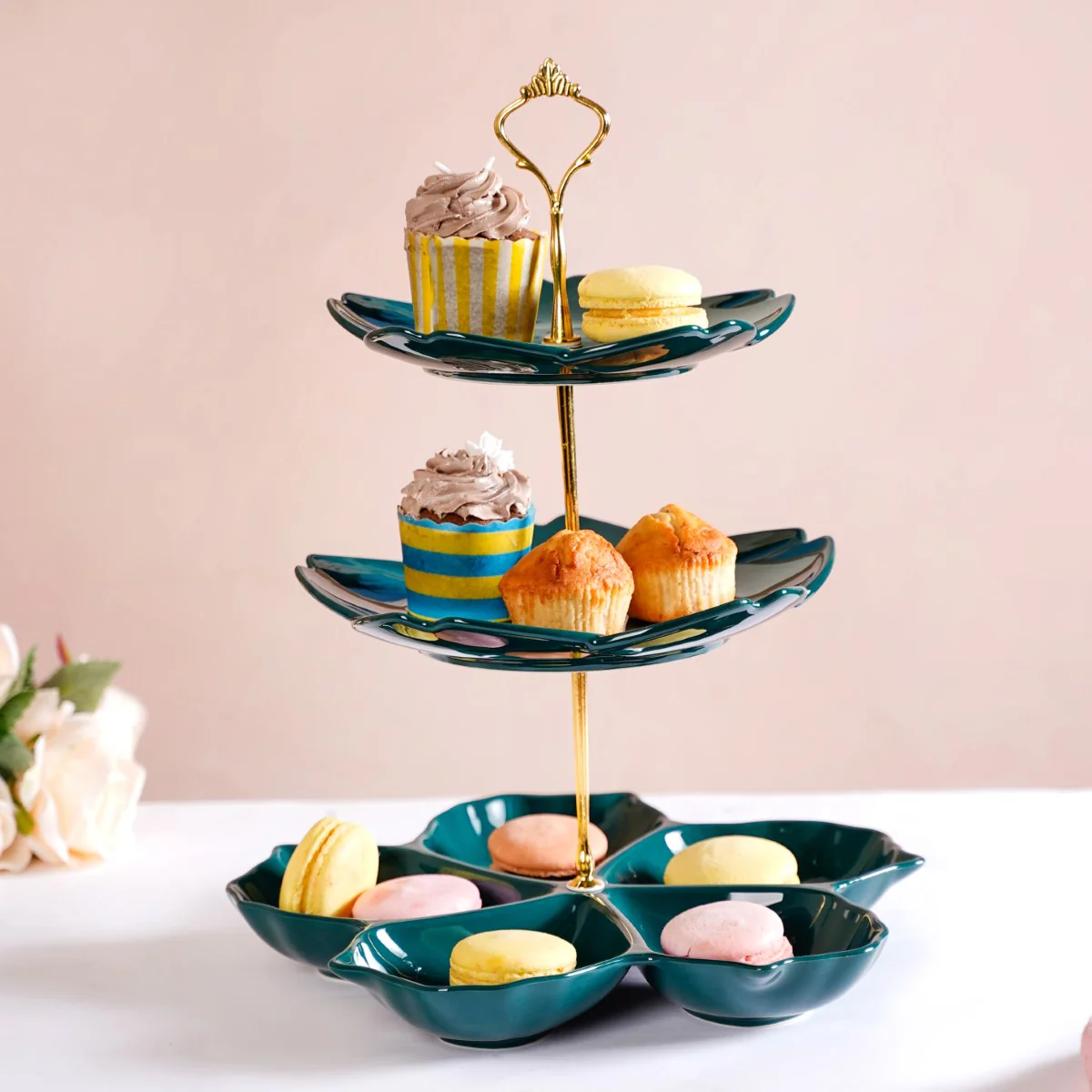 Teal Tantrum Flower 3-tier Snack Stand - Image 8