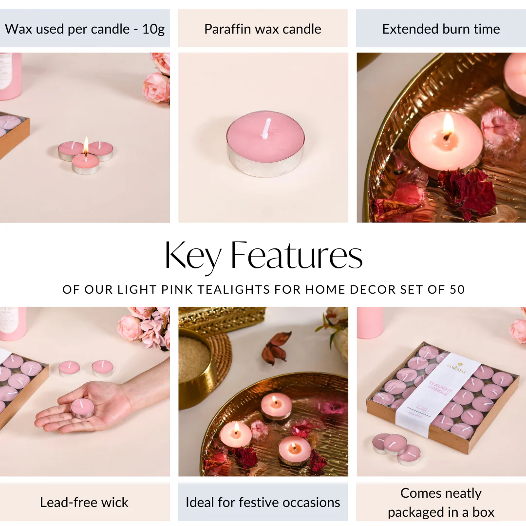 Tealight Candles For Home Decor Pink Set Of 50 - Image 5