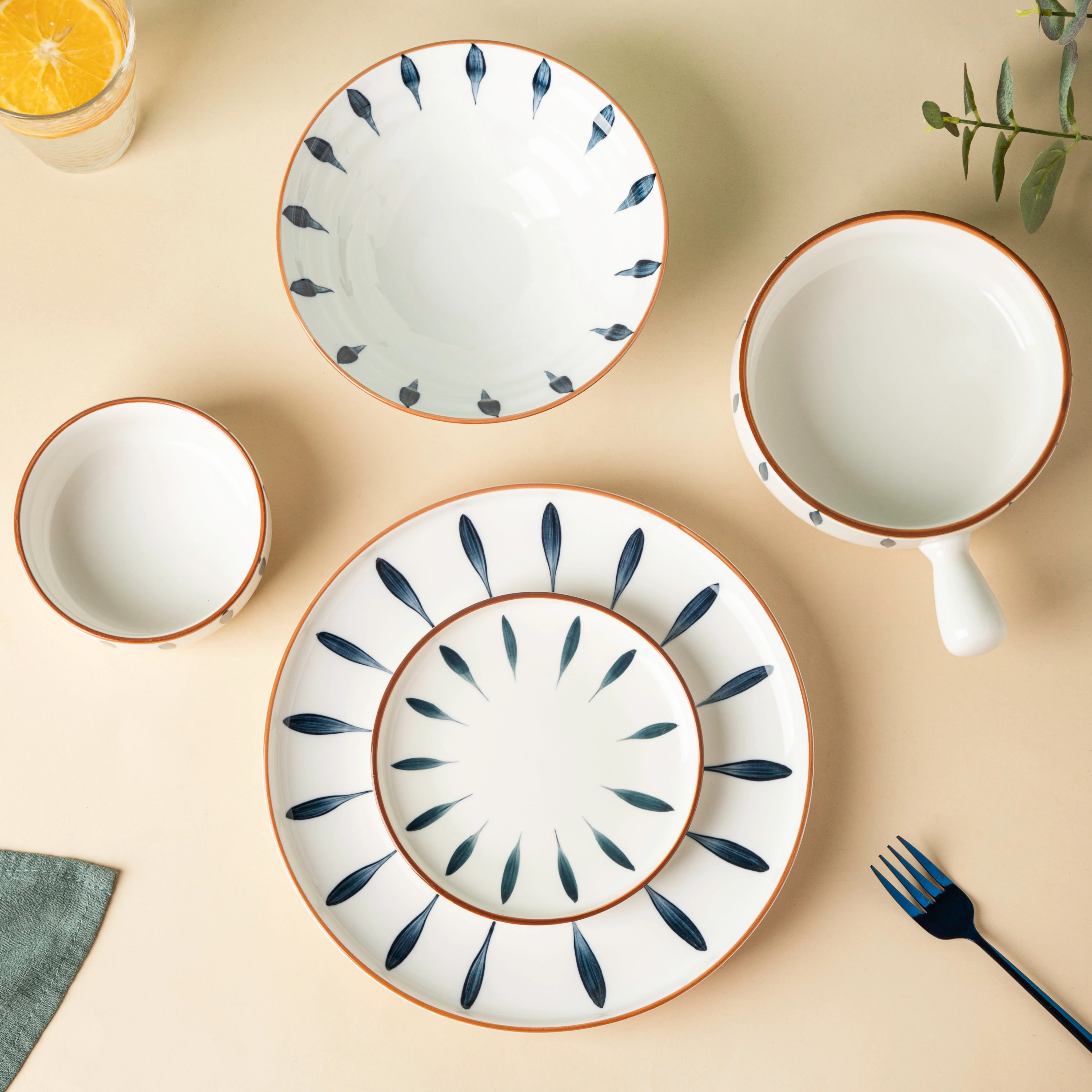 Teardrop Blue 21 Piece Dinner Set For 6 - Image 2