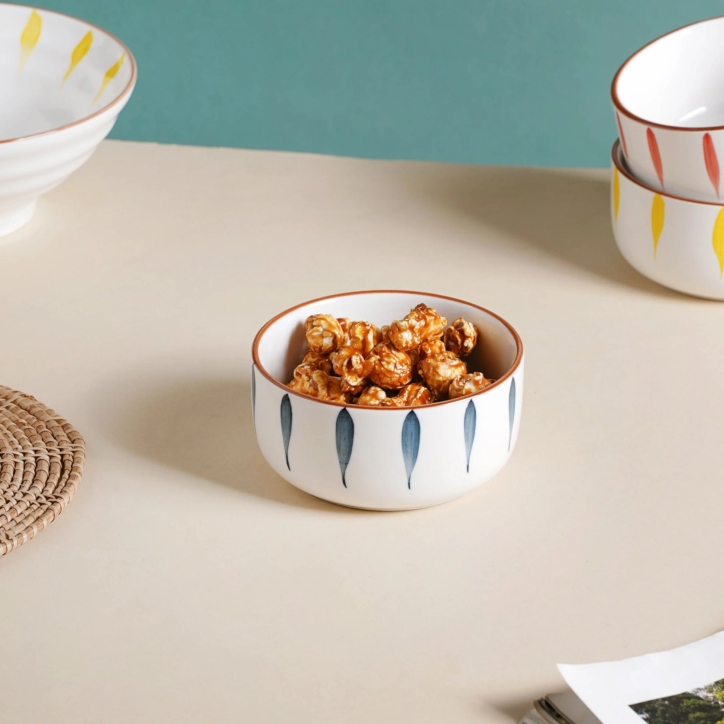Teardrop Ceramic Soup Bowl Blue - Image 3