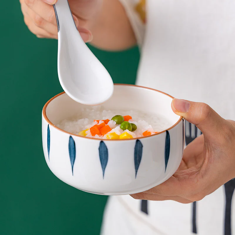 Teardrop Ceramic Soup Bowl Blue - Image 4