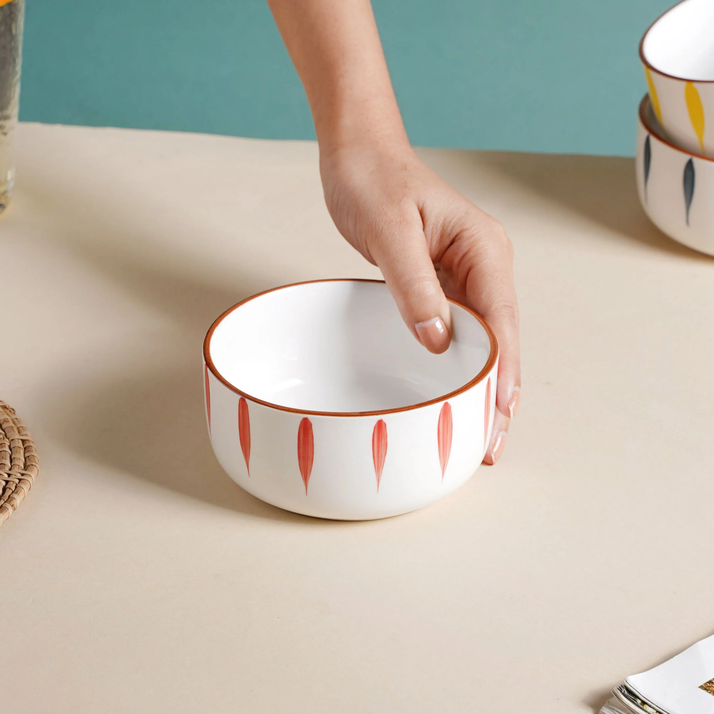 Teardrop Ceramic Soup Bowl Red - Image 2