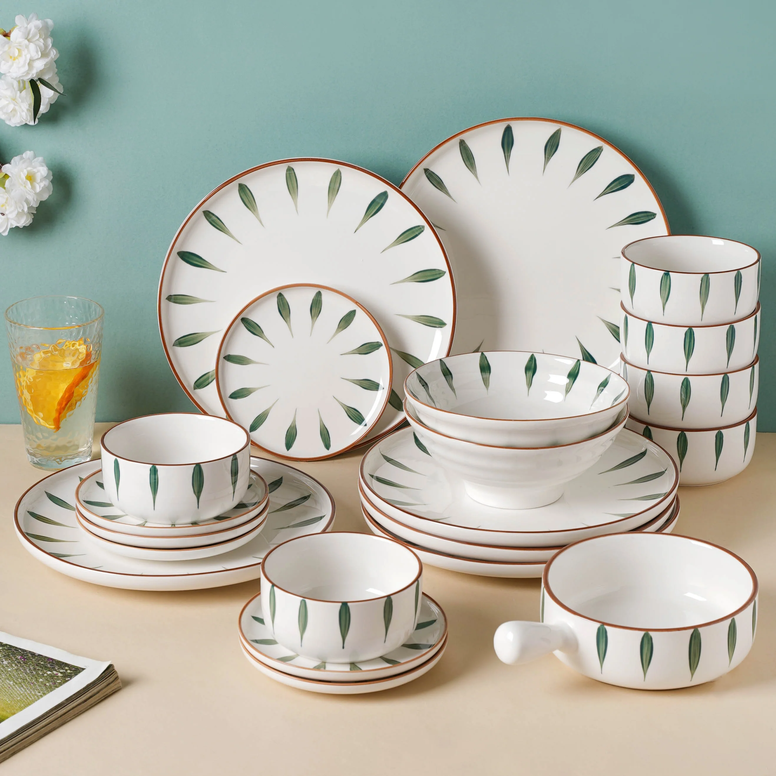 Teardrop Green 21 Piece Dinner Set For 6 - Image 4